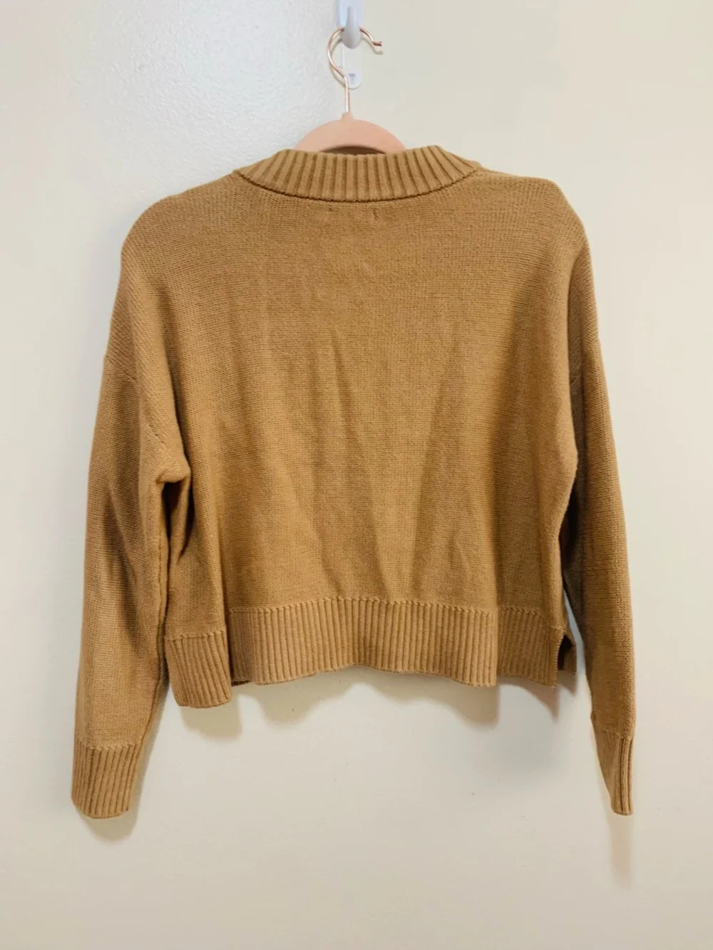 Quince Organic Cotton Cropped Cardigan camel size small - Picture 6 of 6